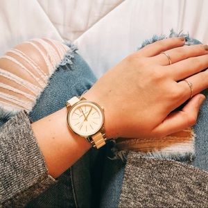 Anne Klein Gold-Tone and Ivory Bracelet Watch